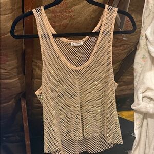 Mesh Tan Sleeveless Sparkley Top